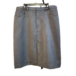 J.Khaki Womens 14 Gray Herringbone Skirt Front Split Zip Knee Length Work Office